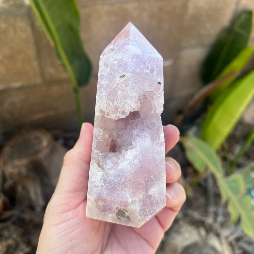 Brazilian Pink Amethyst Purple Flower Agate Tower - Picture 3 of 13